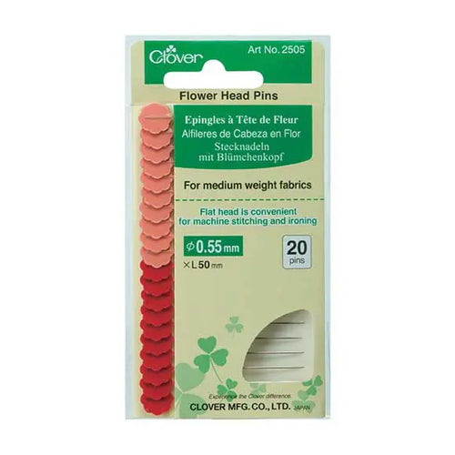 Clover flower head pins in pinks for sale at Minerva's Bower