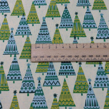 Load image into Gallery viewer, Close up of Liberty Lasenby Cotton, Frosty Forest, ruler included for scale, for sale at Minerva&#39;s Bower