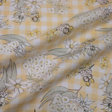 Load image into Gallery viewer, Flat drape of 100% Cotton, May Gibbs - Garden Playtime Yellow Gingham - for sale at Minerva's Bower