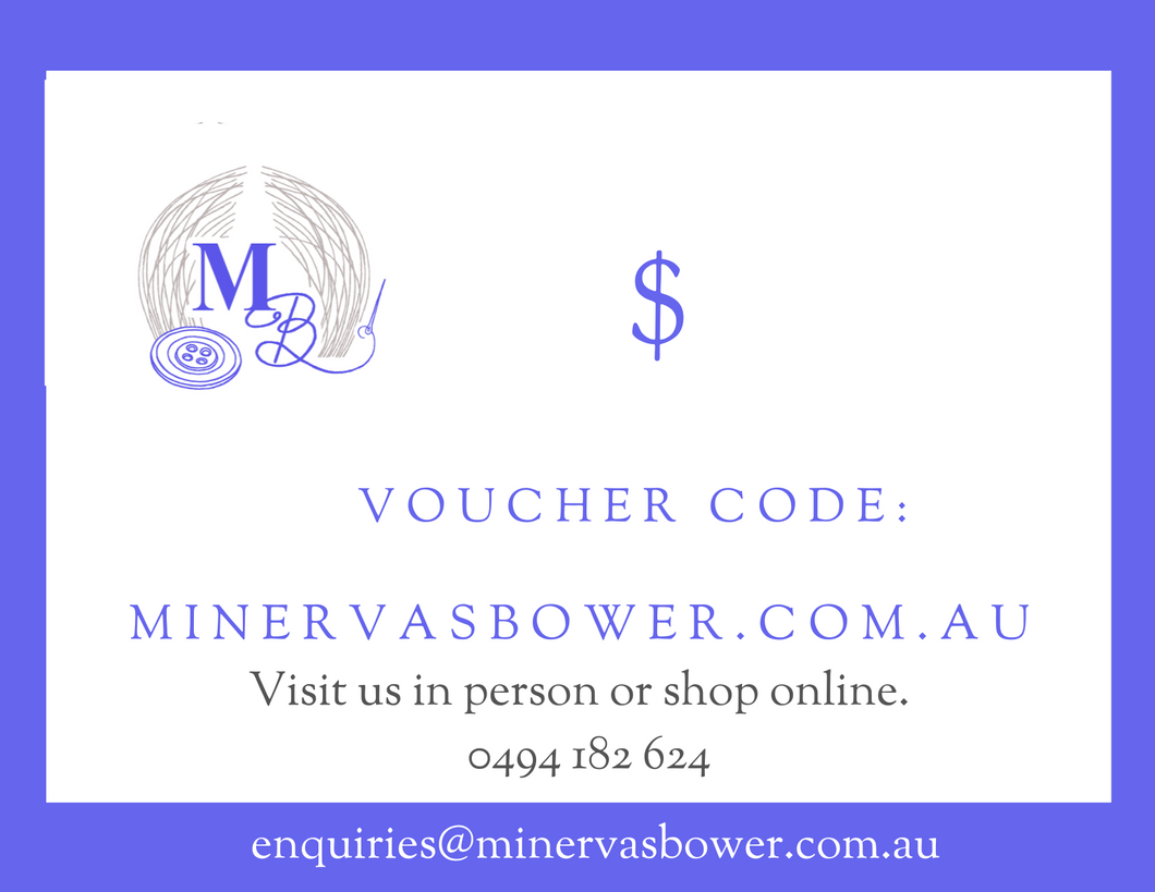 Minerva's Bower Gift Voucher available for any amount available at Minerva's Bower 