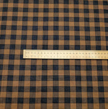 Load image into Gallery viewer, Flat lay of 100% Cotton Ginger Gingham, ruler included for scale for - sale at Minerva's Bower