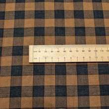 Load image into Gallery viewer, Close up flat lay of 100% Cotton Ginger Gingham, ruler included for scale for - sale at Minerva's Bower