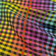 Load image into Gallery viewer, Flat drape of Gingham 100% Cotton Seersucker, Dark - for sale at Minerva's Bower