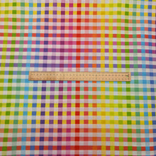 Load image into Gallery viewer, Flat lay of Gingham 100% Cotton Seersucker, Light, ruler included for scale - for sale at Minerva's Bower