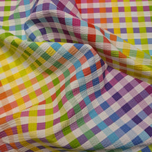 Load image into Gallery viewer, Flat drape of Gingham 100% Cotton Seersucker, Light - for sale at Minerva's Bower
