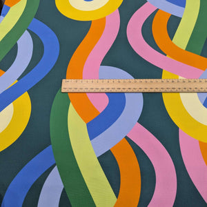 Flat lay of Groove, Multi 100% Cotton for sale at Minerva's Bower, ruler included for scale