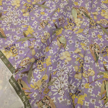 Load image into Gallery viewer, Flat drape of 100% Cotton May Gibbs Gumnut Gossips in Lavender - for sale at Minerva's Bower