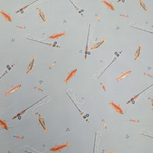 Load image into Gallery viewer, Flat lay of Brushed 100% Cotton Flannelette, Happy Camper, for sale at Minerva's Bower