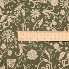 Load image into Gallery viewer, Close up flat lay of Liberty 100% cotton Tana Lawn, Hesperides C, ruler included for scale - for sale at Minerva's Bower