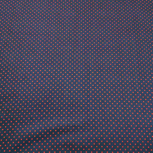 100% Cotton Poplin, Small Polka Dot, Red on Black- 1/4 metre
