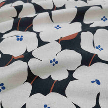 Load image into Gallery viewer, Kokka Linen Cotton, Hana, Charcoal  - 1/4 metre