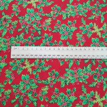 Load image into Gallery viewer, 100% Cotton Poplin, Christmas Holly, Red - 1/4 metre