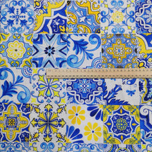 Load image into Gallery viewer, 100% Linen - Azulejos , 1/4metre