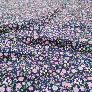 100% Cotton Poplin, Libby Floral, Pink on Ink - 1/4 metre
