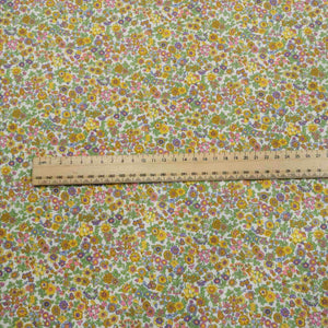 100% Cotton Poplin, Libby Floral, Yellow  - 1/4 metre