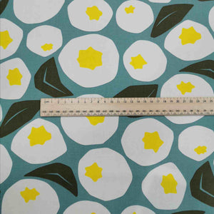 100% Cotton Poplin, Retro Fruit, Green - 1/4 metre