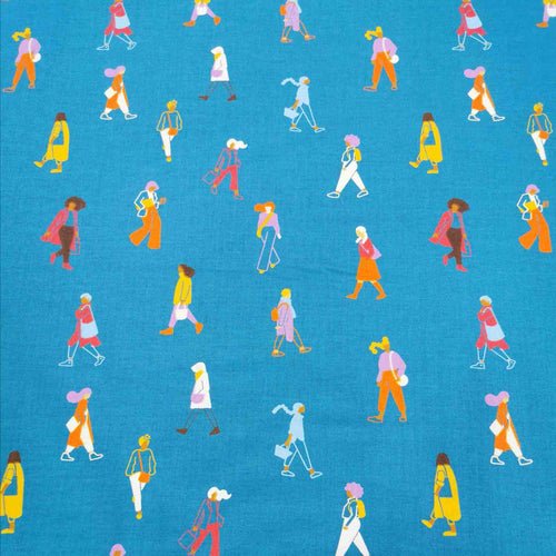 100% Cotton, To and Fro People in Teal by Ruby Star Society - 1/4 metre