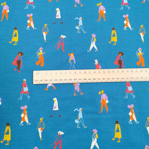 100% Cotton, To and Fro People in Teal by Ruby Star Society - 1/4 metre