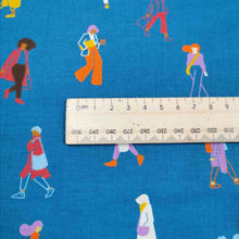 Load image into Gallery viewer, 100% Cotton, To and Fro People in Teal by Ruby Star Society - 1/4 metre