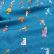 Load image into Gallery viewer, 100% Cotton, To and Fro People in Teal by Ruby Star Society - 1/4 metre