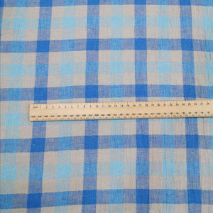 100% Linen, Henderson Check, Blue - 1/4metre