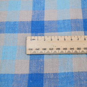 100% Linen, Henderson Check, Blue - 1/4metre