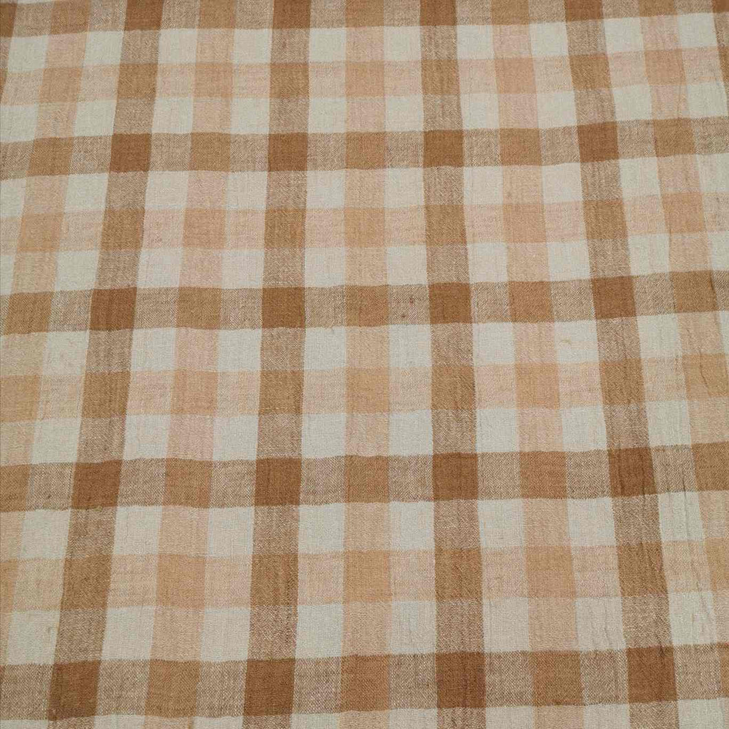 100% Linen, Henderson Check, Brown - 1/4metre