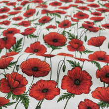 Load image into Gallery viewer, Linen Cotton, Poppies, White- 1/4metre