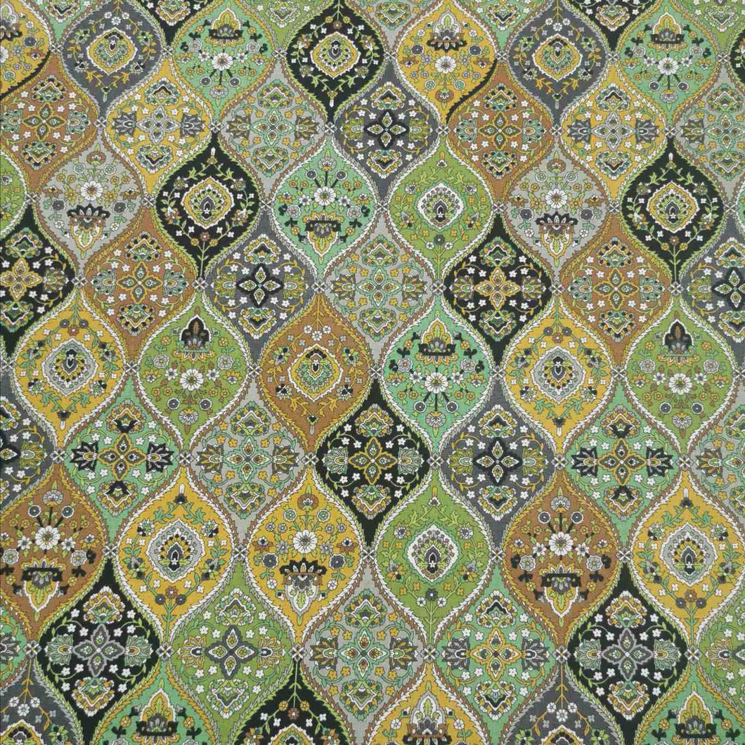 100% Cotton by Kokka, Ogee in Green - 1/4 metre