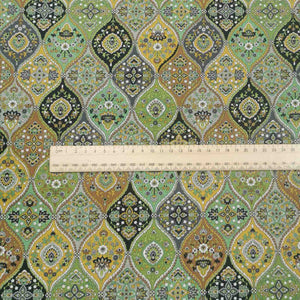 100% Cotton by Kokka, Ogee in Green - 1/4 metre