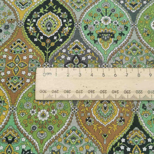 100% Cotton by Kokka, Ogee in Green - 1/4 metre