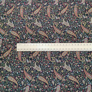 100% Cotton by Kokka, Paisley in Black - 1/4 metre