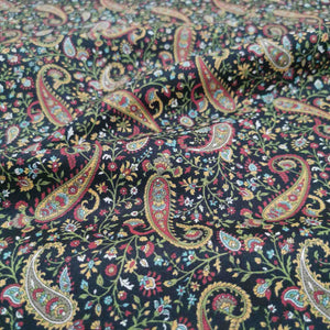 100% Cotton by Kokka, Paisley in Black - 1/4 metre