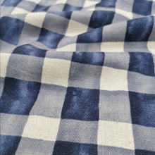 Load image into Gallery viewer, Kokka Linen Cotton Twill, Watercolour Gingham in Blue - 1/4 metre