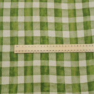 Kokka Linen Cotton Twill, Watercolour Gingham in Green - 1/4 metre