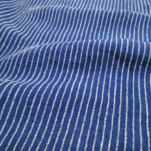 Load image into Gallery viewer, Pierre Linen Rayon Stripe, Denim Blue - $44 per metre ($11.00 - 1/4 metre)