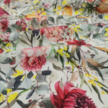 Load image into Gallery viewer, Linen Cotton, Native Flora on White - $34 per metre ($8.50 - 1/4 metre)