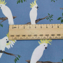 Load image into Gallery viewer, 100% Cotton, Cockatoos - $30 per metre ($7.50 - 1/4 metre)