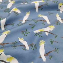 Load image into Gallery viewer, 100% Cotton, Cockatoos - $30 per metre ($7.50 - 1/4 metre)