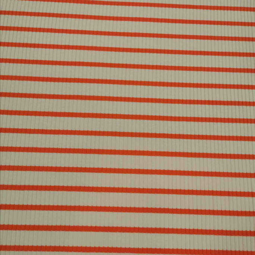 Ribbed Cotton Jersey, Orange Cream Stripe - $31 per metre ($7.75 - 1/4 metre)