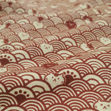 Load image into Gallery viewer, 100% Cotton Dobby, Incognito Cats in Umber  - $32 per metre ($8.00 - 1/4 metre)