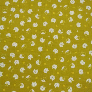 100% Cotton Dobby, Chartreuse Cats - $32 per metre ($8.00 - 1/4 metre)