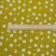 Load image into Gallery viewer, 100% Cotton Dobby, Chartreuse Cats - $32 per metre ($8.00 - 1/4 metre)