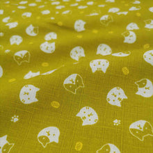 Load image into Gallery viewer, 100% Cotton Dobby, Chartreuse Cats - $32 per metre ($8.00 - 1/4 metre)