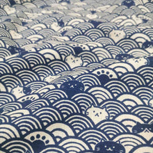 Load image into Gallery viewer, 100% Cotton Dobby, Incognito Cats in Navy - $32 per metre ($8.00 - 1/4 metre)