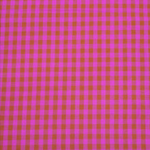 Load image into Gallery viewer, 100% Cotton Poplin, Gingham, Pink and Rust -  $36 per metre ($9.00 - 1/4 metre)