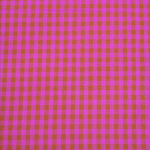 100% Cotton Poplin, Gingham, Pink and Rust -  $36 per metre ($9.00 - 1/4 metre)