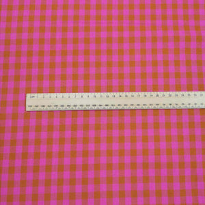 100% Cotton Poplin, Gingham, Pink and Rust -  $36 per metre ($9.00 - 1/4 metre)