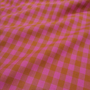 100% Cotton Poplin, Gingham, Pink and Rust -  $36 per metre ($9.00 - 1/4 metre)