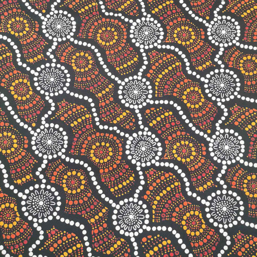 100% Cotton, Saltwater Dreamtime, Ochre - $30 per metre ($7.50 - 1/4 metre)